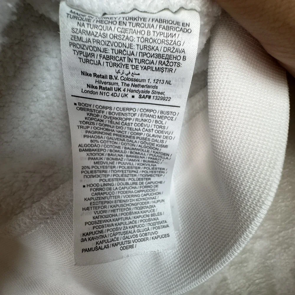 Nike Paris Hoodie Men's L White Just Do It Pullover Fleece Graphic Sweatshirt